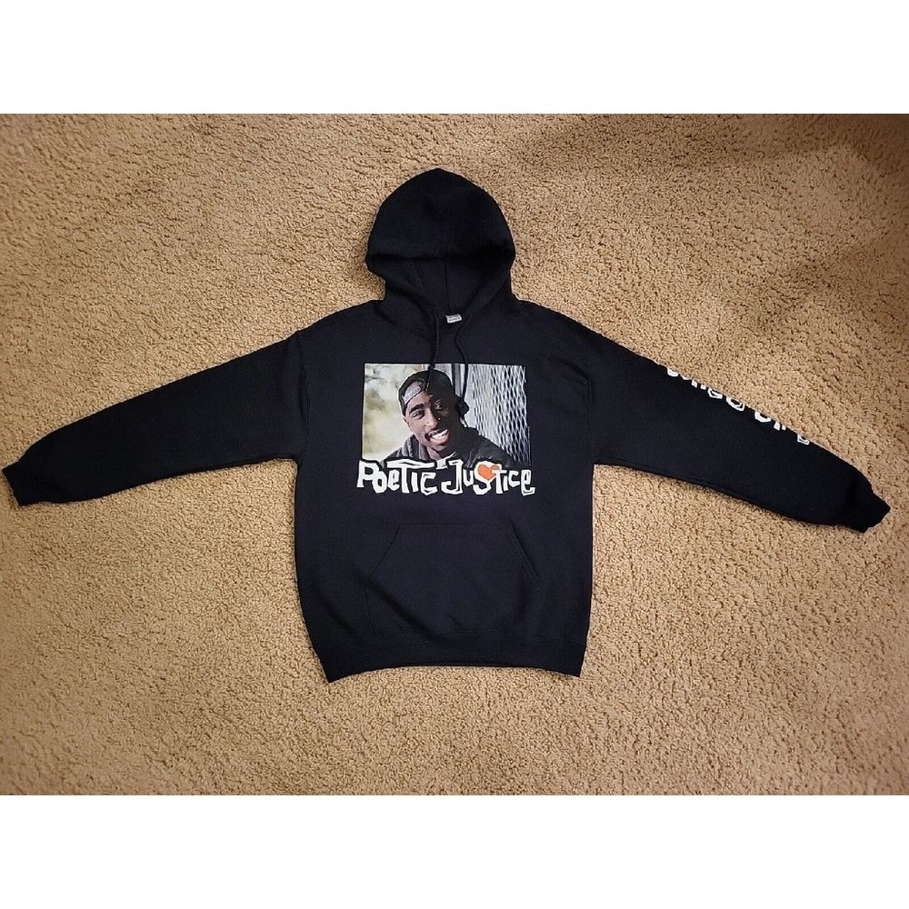 Poetic Justice 2 Pac Pull Over Sweatshirt Heavy Blend Black Men’s Size M